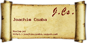 Joachim Csaba névjegykártya